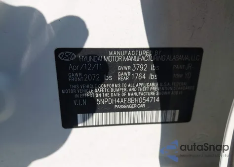 2011 Hyundai Elantra Gls/Limited z USA, uszkodzony, nr VIN 5NPDH4AE8BH054714